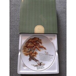 Fifth Avon Anniversary Collectors Plate THE GREAT OAK 22K gold trim 8.5"